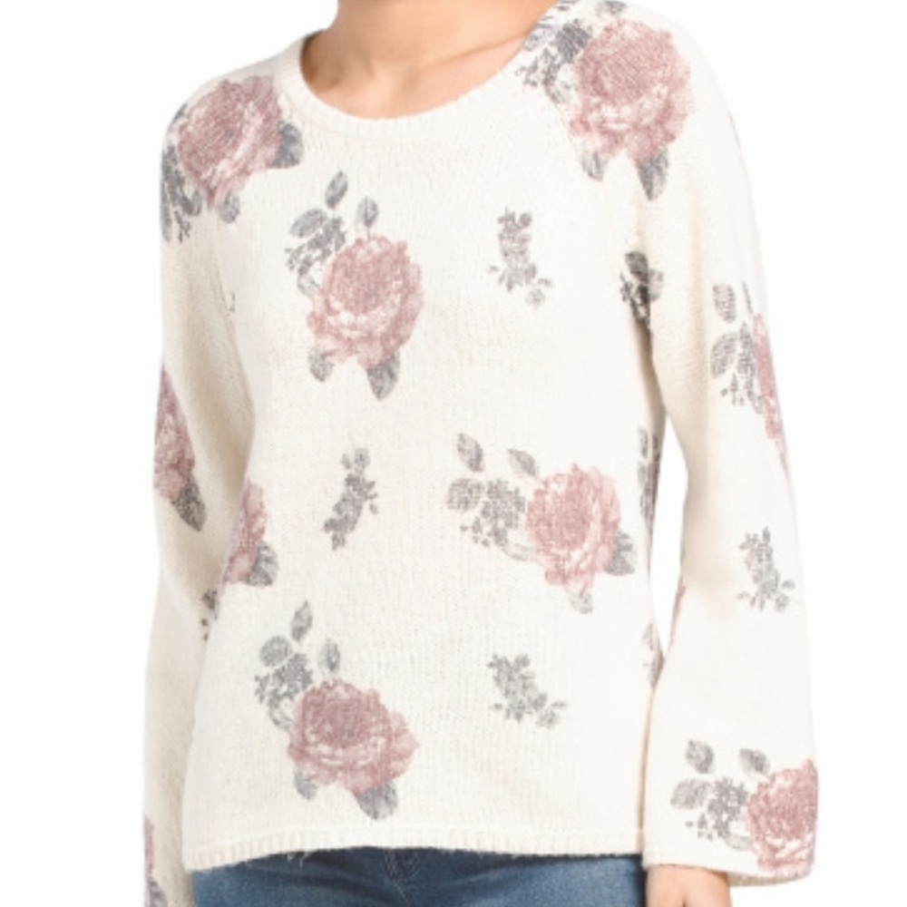 🛑 1 hour sale. 🎉Lucky Brand, floral sweater, color: marshmallow